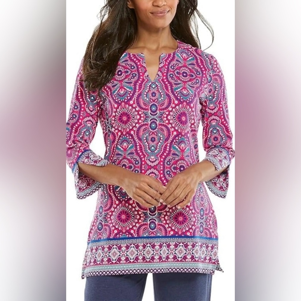 COOLIBAR Tunic Top St. Lucia RESORT UPF 50+ Stretch Cotton 3/4 Sleeve Pink
SMALL